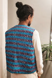 Turquoise African Printed Patterned Waistcoat Reversible Gold Purple Buttoned MADWAG Festival Vest