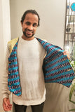 Turquoise African Printed Patterned Waistcoat Reversible Gold Purple Buttoned MADWAG Festival Vest