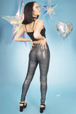 Black Holographic Leggings With Pockets Women's Festival Pants MADWAG