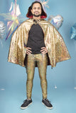 Holographic Gold and Red Reversible Hooded Cape Men's Festival Cape MADWAG