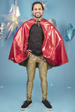 Holographic Gold and Red Reversible Hooded Cape Men's Festival Cape MADWAG