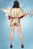 Holographic Gold High Waisted Hot Pants & Festival Cape MADWAG