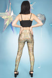 Gold Holographic Festival Leggings Sparkly Pants MADWAG