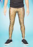 Holographic gold men's leggings meggings MADWAG festival pants 