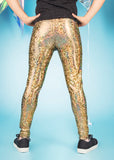 Gold Holographic Meggings With Pockets / Men's Festival Leggings MADWAG