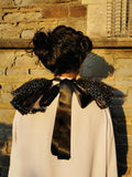 Black Sequin Neck Ruffle Halloween Clown Collar Ruff MADWAG Costume Sparkly Glittery