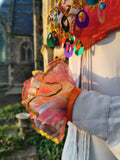 Rainbow Sequin Neck Ruffle Halloween Clown Collar MADWAG Multicoloured Colourful Colorful Wrist Cuffs