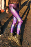 Purple Rain Metallic Leggings Festival Pants MADWAG Rainbow