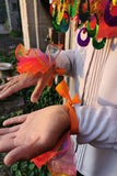 Rainbow Pink Orange Sequin Wrist Cuffs Clown Costume Halloween Neck Ruffle MADWAG