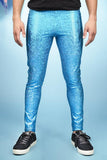 Turquoise Metallic Meggings With Pockets Men's Leggings Festival Pants MADWAG