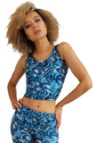 Blue Glitter Retro Crop Top Festival Party Top MADWAG