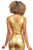 Holographic Sparkly Gold Ice Festival Party Crop Top MADWAG