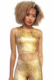 Holographic Sparkly Gold Ice Festival Party Crop Top MADWAG