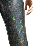Black Holographic Shiny Shimmer Fabric Closeup MADWAG