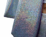 Holographic Silver Sparkly Snakeskin Fabric Closeup MADWAG