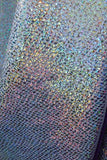 Silver Holographic Snakeskin Fabric Closeup MADWAG