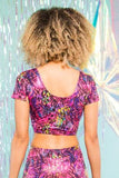 Pink Glitter Sparkly Jungle Crop Top Festival Party Top MADWAG
