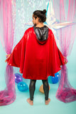 Holographic Black and Red Reversible Hooded Cape Men's Festival Cape MADWAG