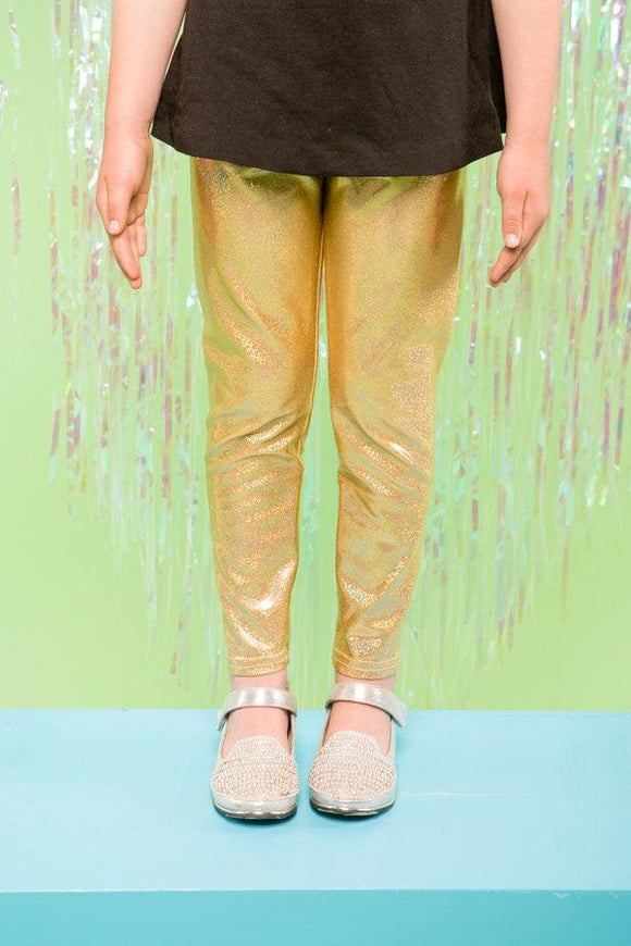 GIRLS HOLOGRAPHIC GOLD LEGGINGS – MADWAG Clothing