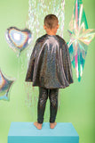 Kids Boys Reversible Black Red Holographic Sparkly Cape MADWAG