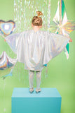 Kids Girls Reversible Holographic Silver Snakeskin Blue Sparkly Cape MADWAG