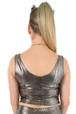 Silver Snakeskin Festival Party Crop Top MADWAG