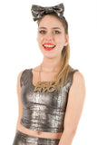 Silver Snakeskin Festival Party Crop Top MADWAG